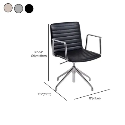 Modern Black Leather Metal Adjustable Swivel Office Chair Image - 20