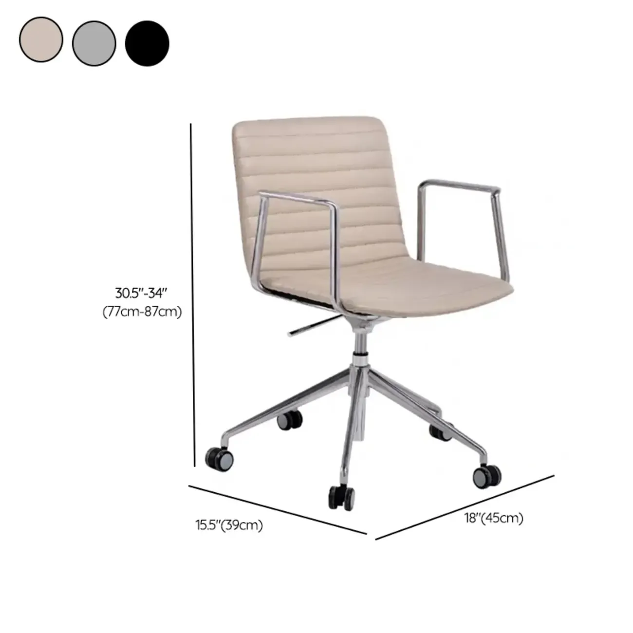 Modern Black Leather Metal Adjustable Swivel Office Chair Image - 21