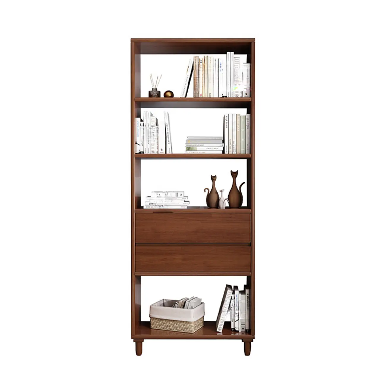 67" H Versatile 2 Drawers Open Back Wood Bookcase Shelf Image - 7 | homeyfad