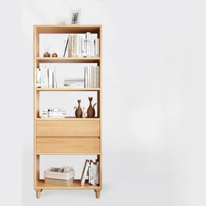 67" H Versatile 2 Drawers Open Back Wood Bookcase Shelf Image - 8