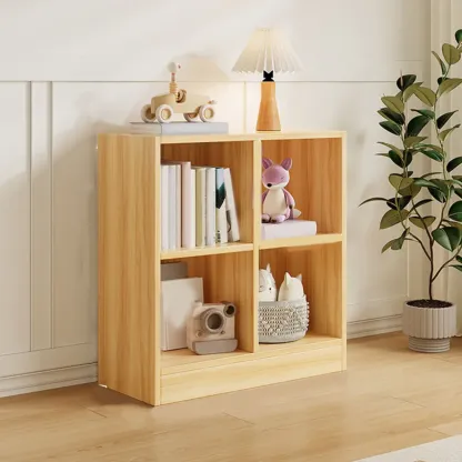 Wide 8-Cube White Wooden Storage Shelf Bookcase Image - 5