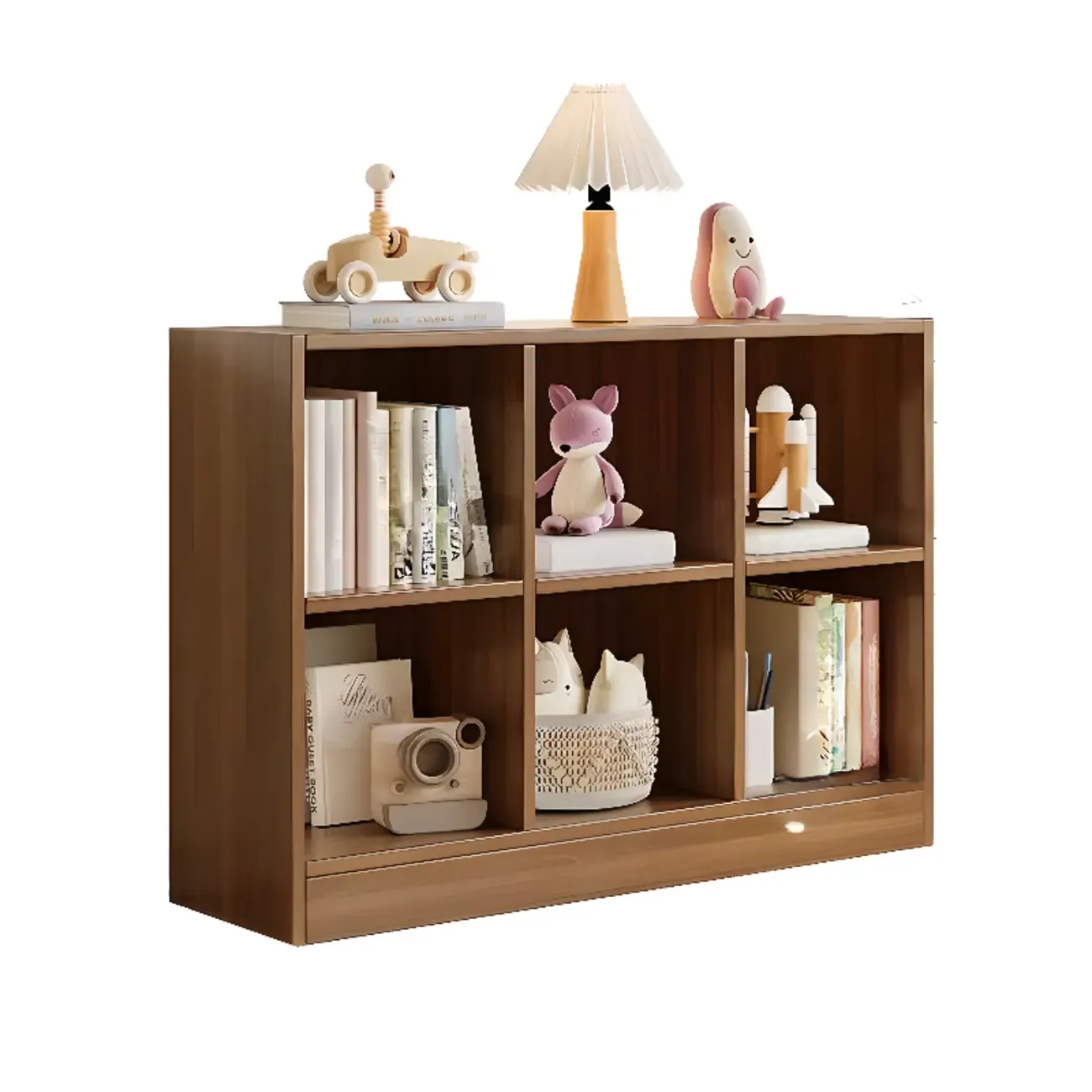 Wide 8-Cube White Wooden Storage Shelf Bookcase Image - 11