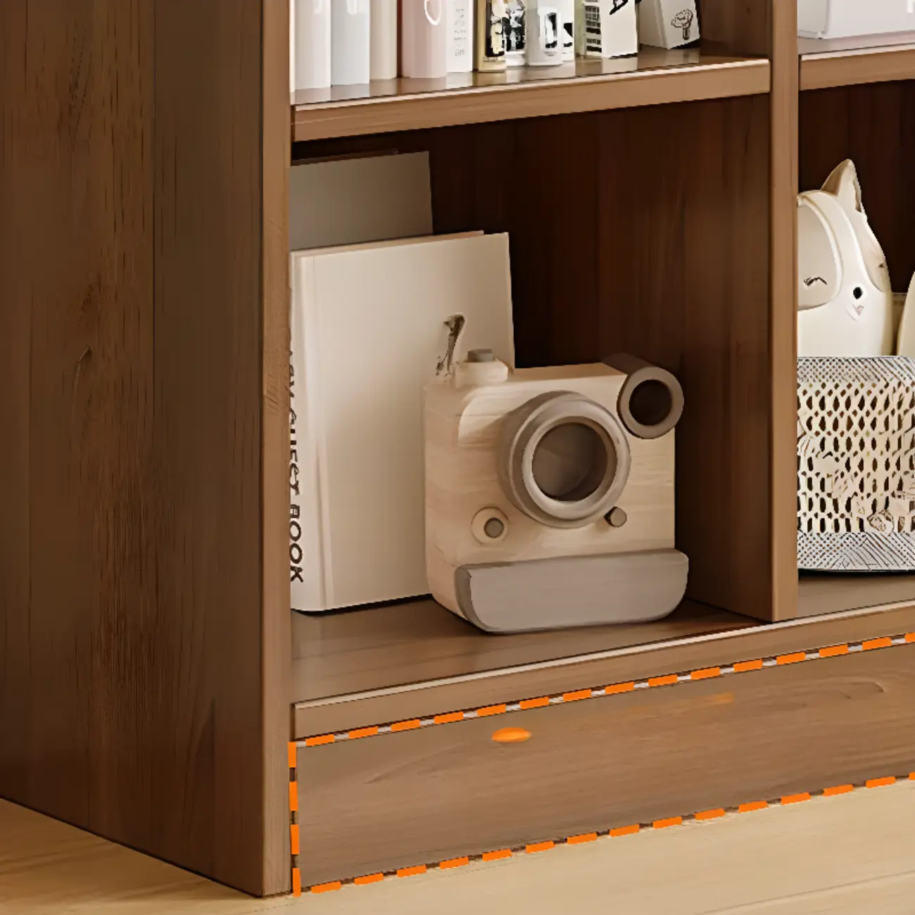 Wide 8-Cube White Wooden Storage Shelf Bookcase Image - 15 | homeyfad