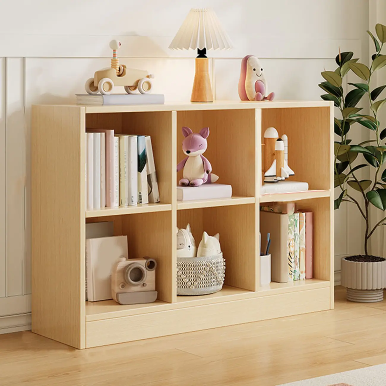Wide 8-Cube White Wooden Storage Shelf Bookcase Image - 16 | homeyfad