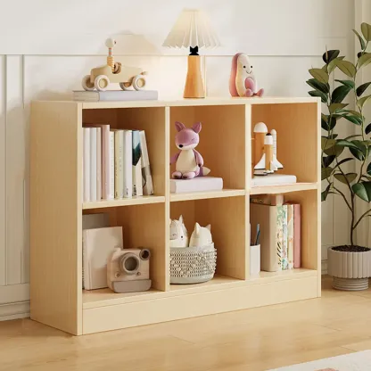 Wide 8-Cube White Wooden Storage Shelf Bookcase Image - 16