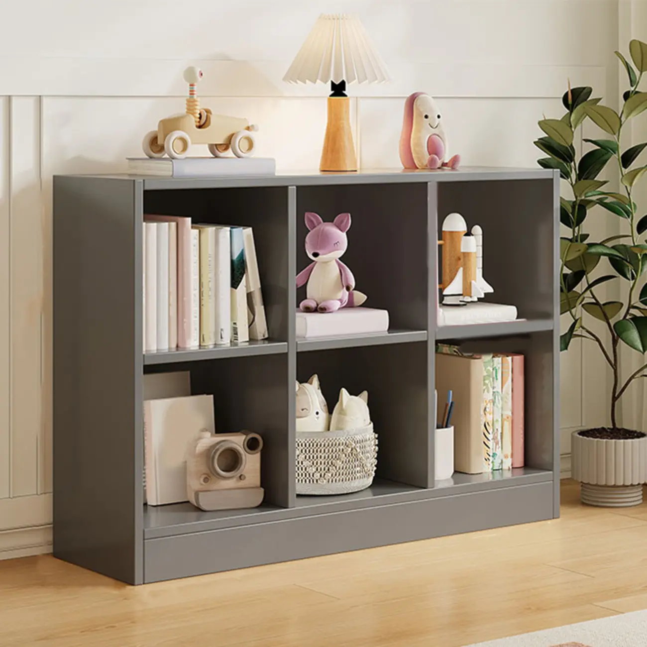 Wide 8-Cube White Wooden Storage Shelf Bookcase Image - 20 | homeyfad