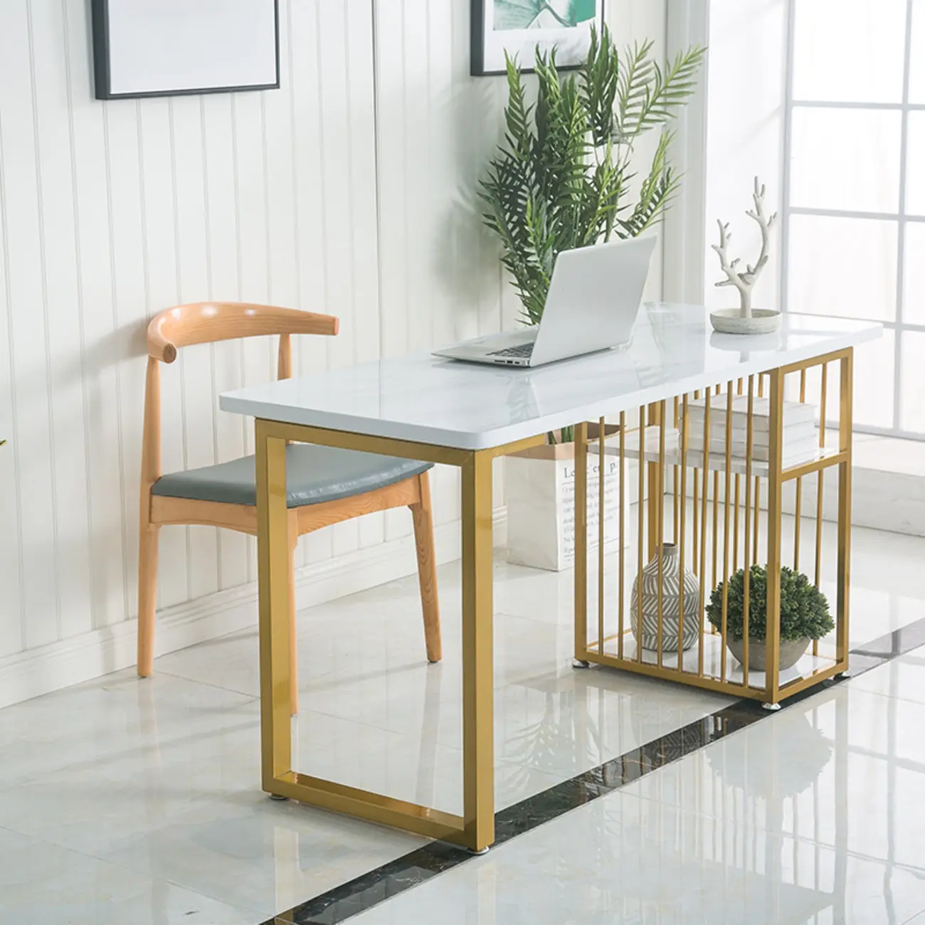 Glam White-Gold Metal Storage Bar Tables Image - 1 | homeyfad