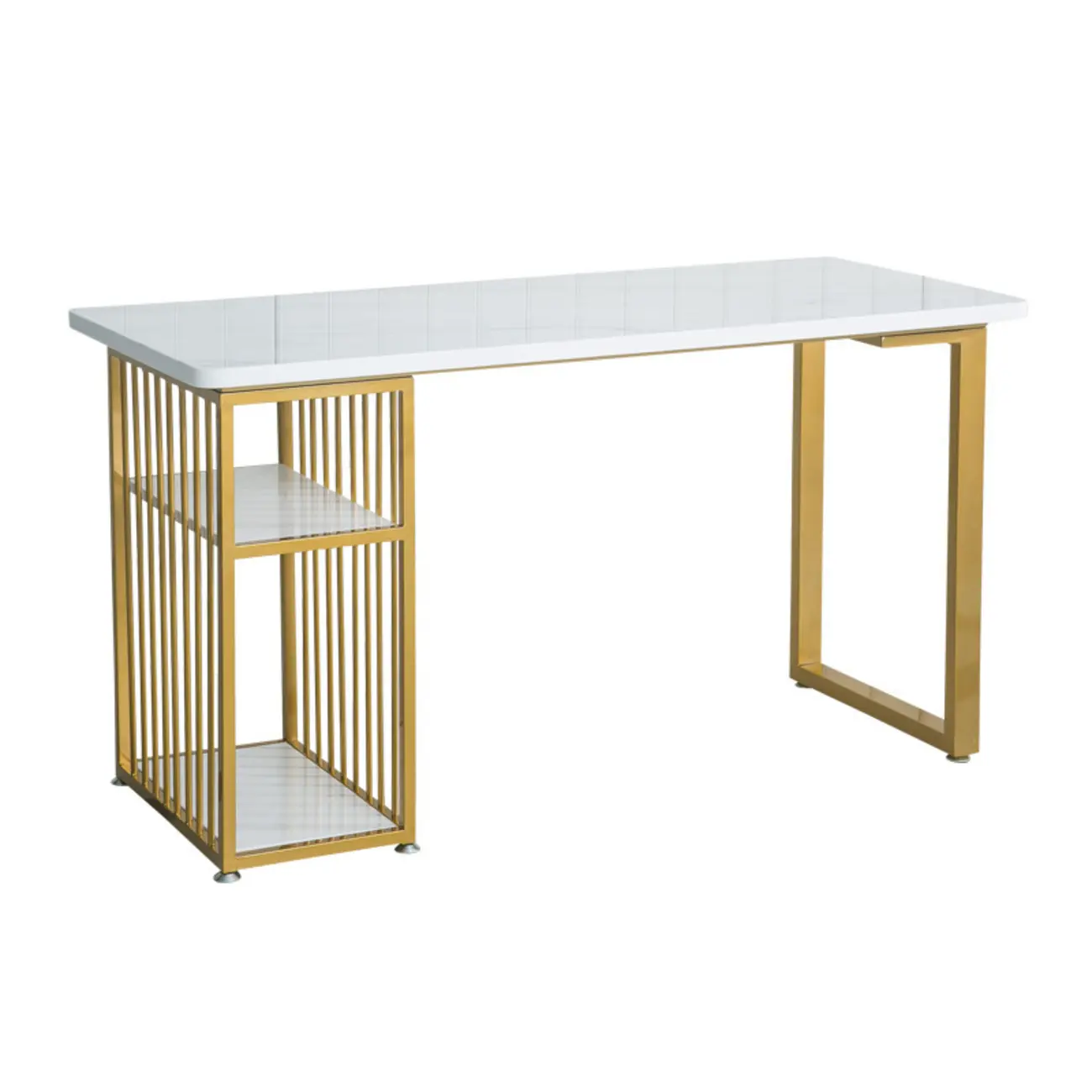 Glam White-Gold Metal Storage Bar Tables Image - 5 | homeyfad