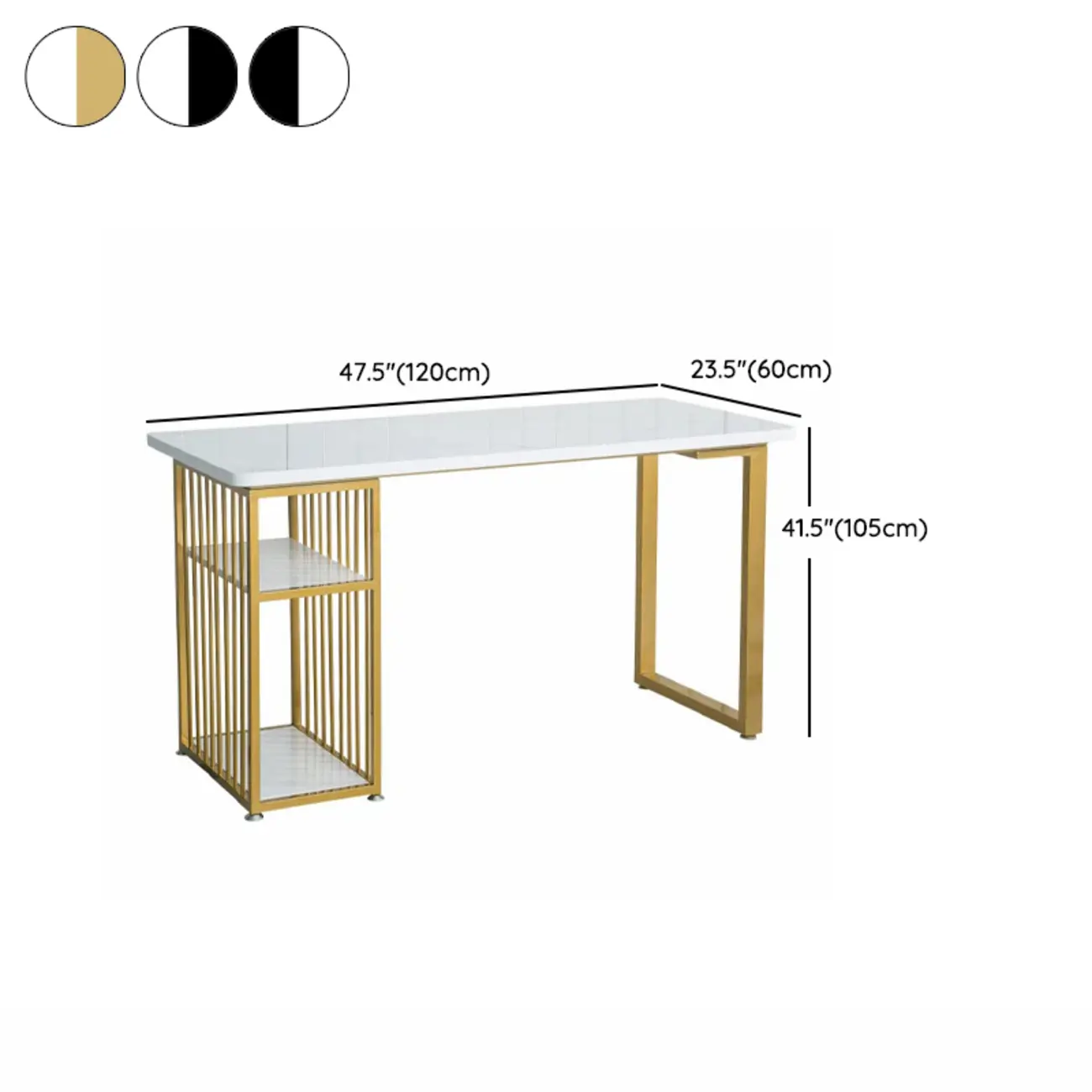 Glam White-Gold Metal Storage Bar Tables #size