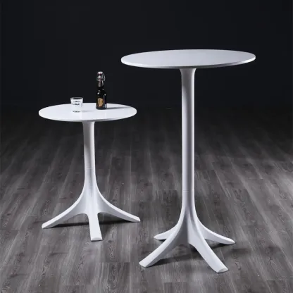 Fashion Synthetic Round White Fixed Top Bar Tables Image - 1