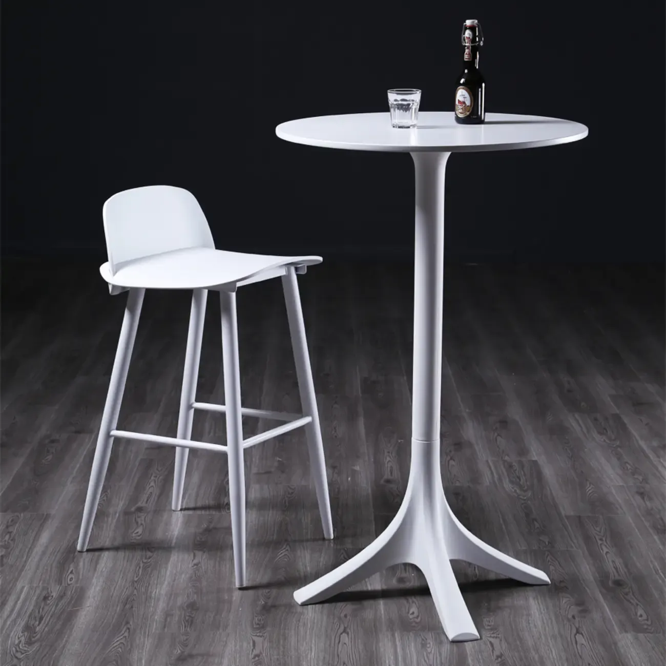Fashion Synthetic Round White Fixed Top Bar Tables Image - 4