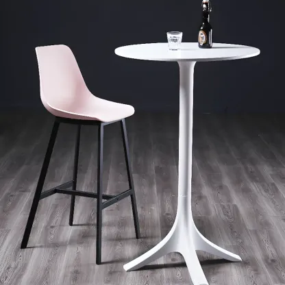 Fashion Synthetic Round White Fixed Top Bar Tables Image - 5