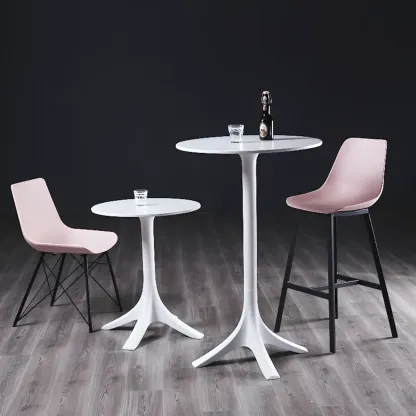 Fashion Synthetic Round White Fixed Top Bar Tables Image - 3