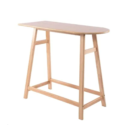 Scandinavian Wooden Freeform Bar Height Table for Dining Room Image - 2