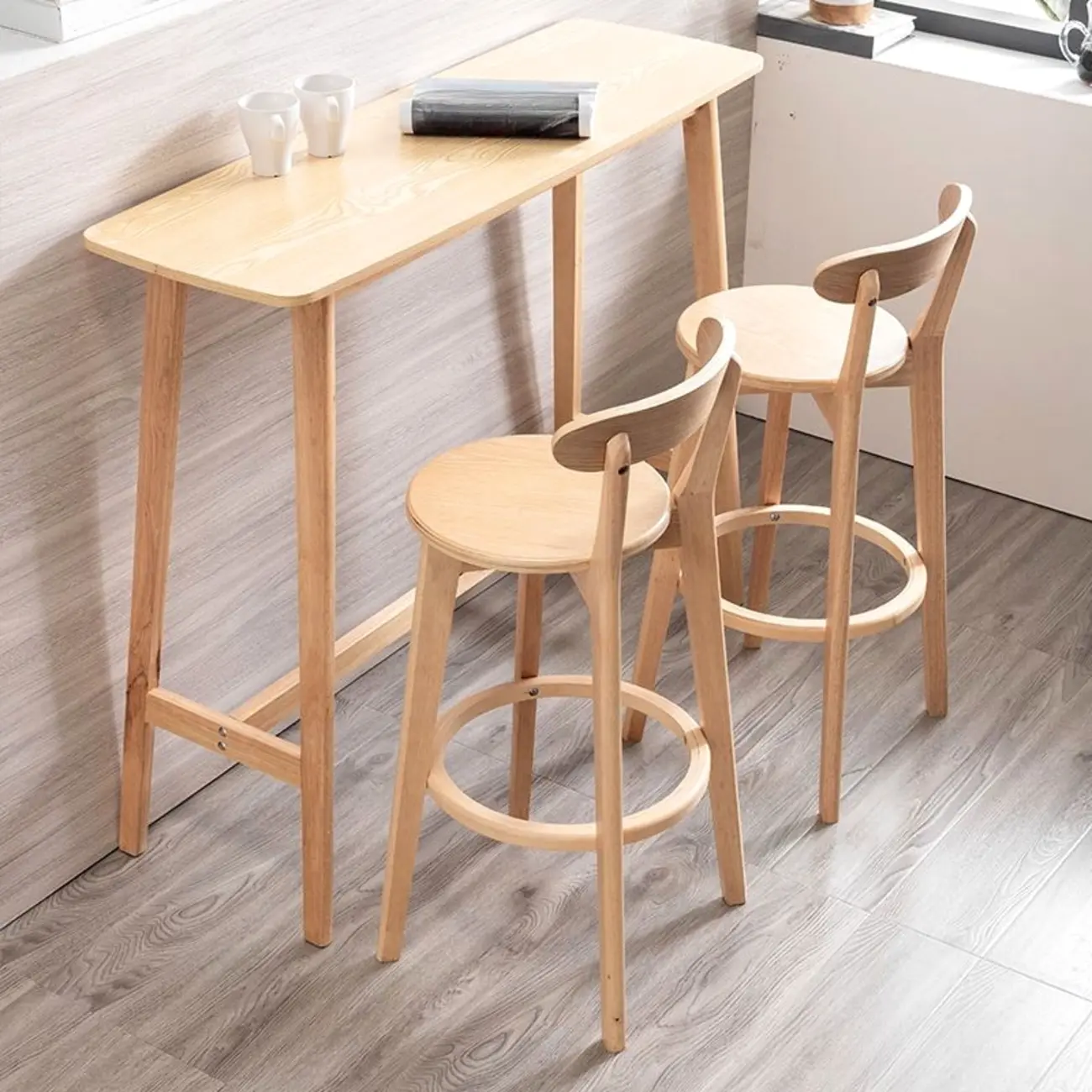 Scandinavian Wooden Freeform Bar Height Table for Dining Room Image - 4 | homeyfad