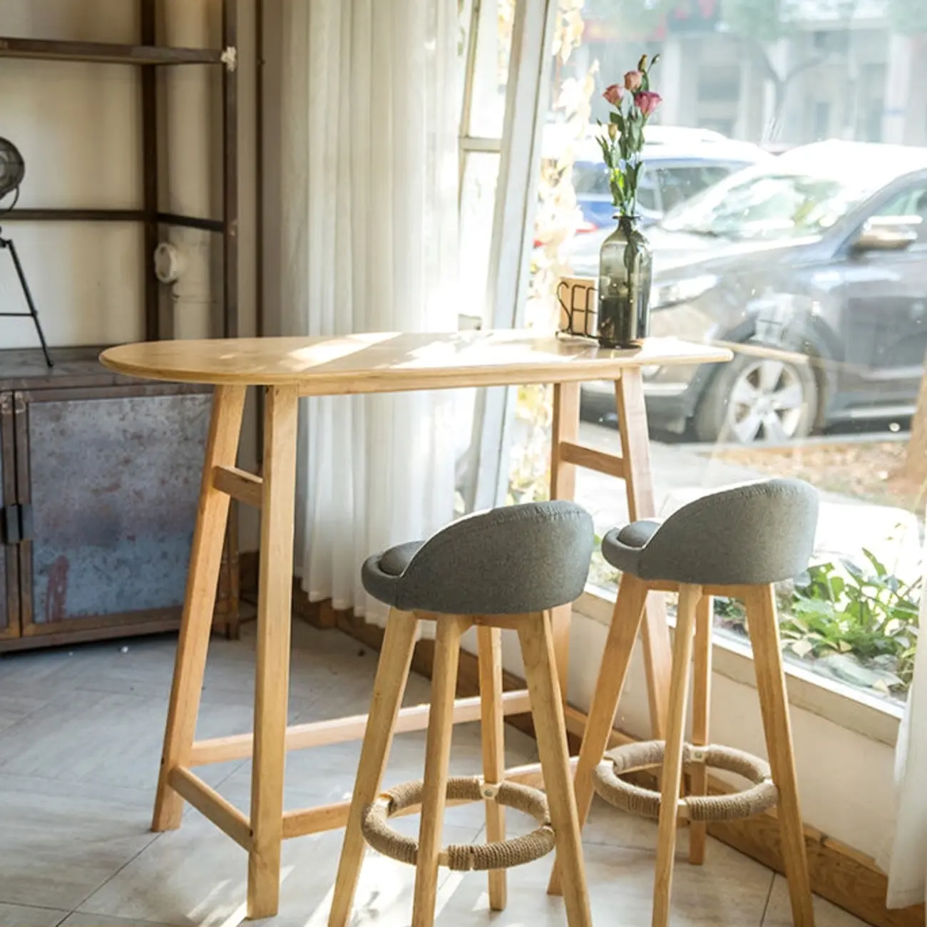 Scandinavian Wooden Freeform Bar Height Table for Dining Room Image - 8 | homeyfad