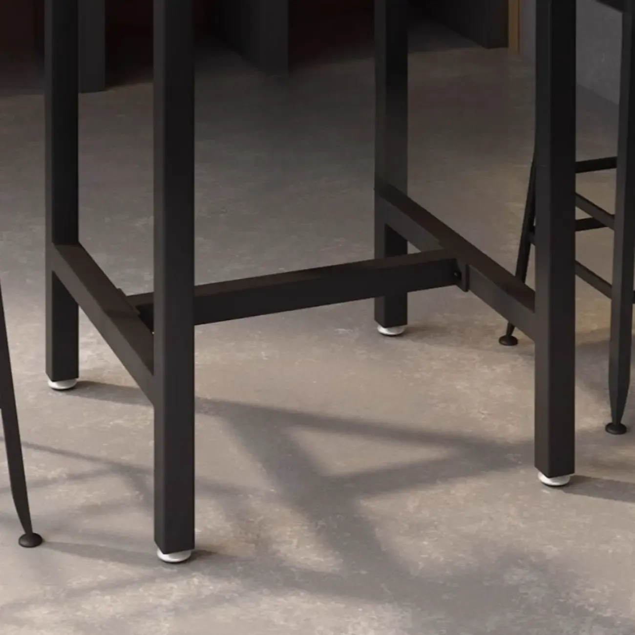 Square Wooden Top Iron Footrest Bistro Table Image - 7