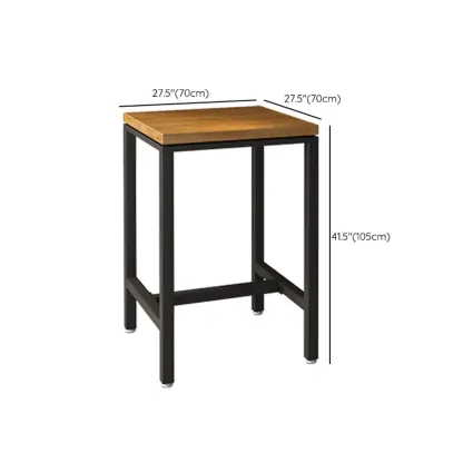 Square Wooden Top Iron Footrest Bistro Table Image - 10