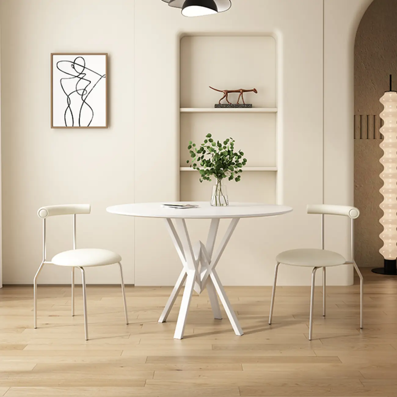 Solid Black Metal Stone Round Dining Table Image - 3 | homeyfad