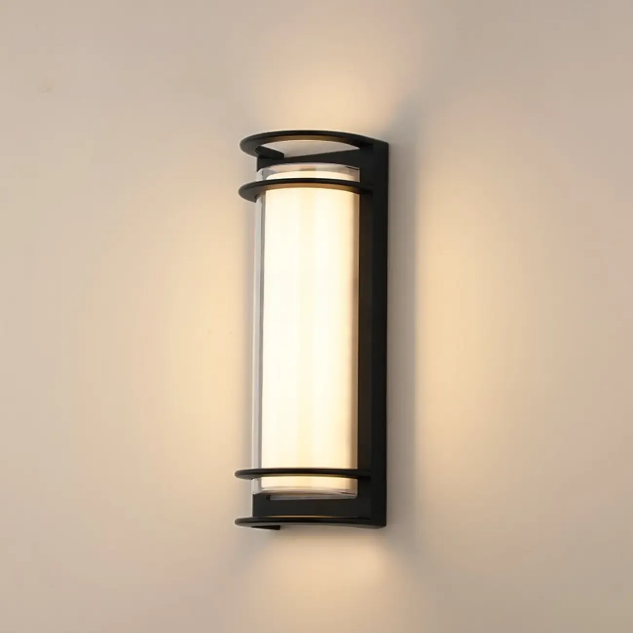 Modern Lucite Outdoor Wall Light with Black Finish Image - 5