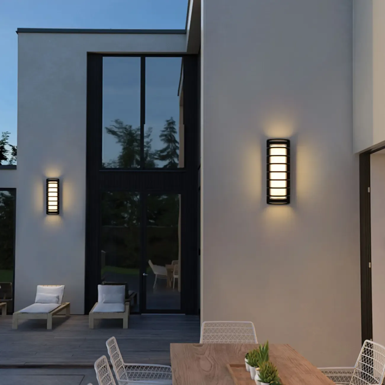 Modern Lucite Outdoor Wall Light with Black Finish Image - 2