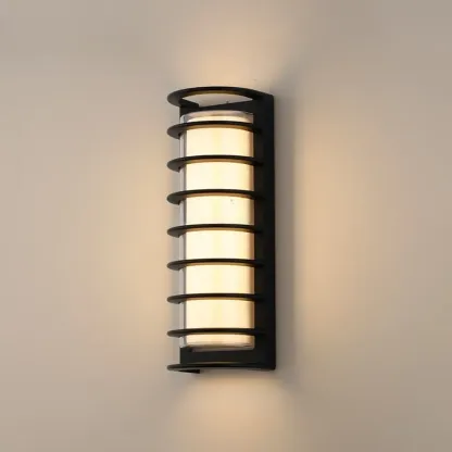 Modern Lucite Outdoor Wall Light with Black Finish Image - 8