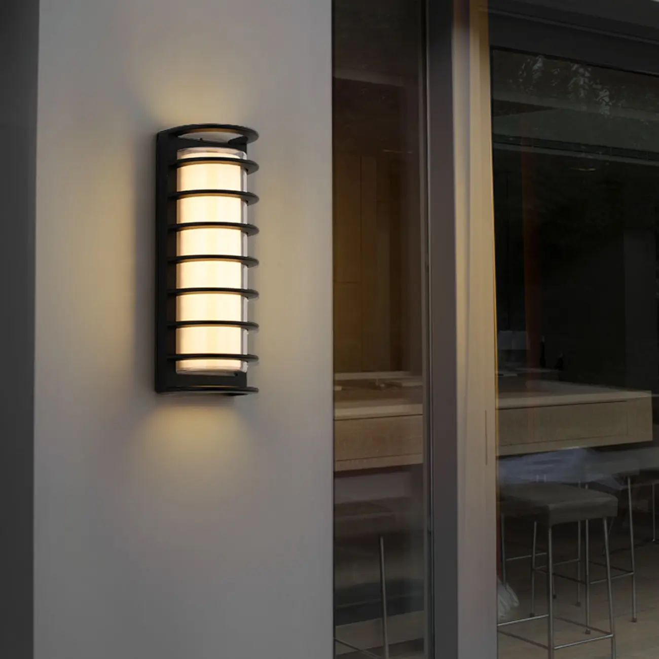 Modern Lucite Outdoor Wall Light with Black Finish Image - 3 | homeyfad