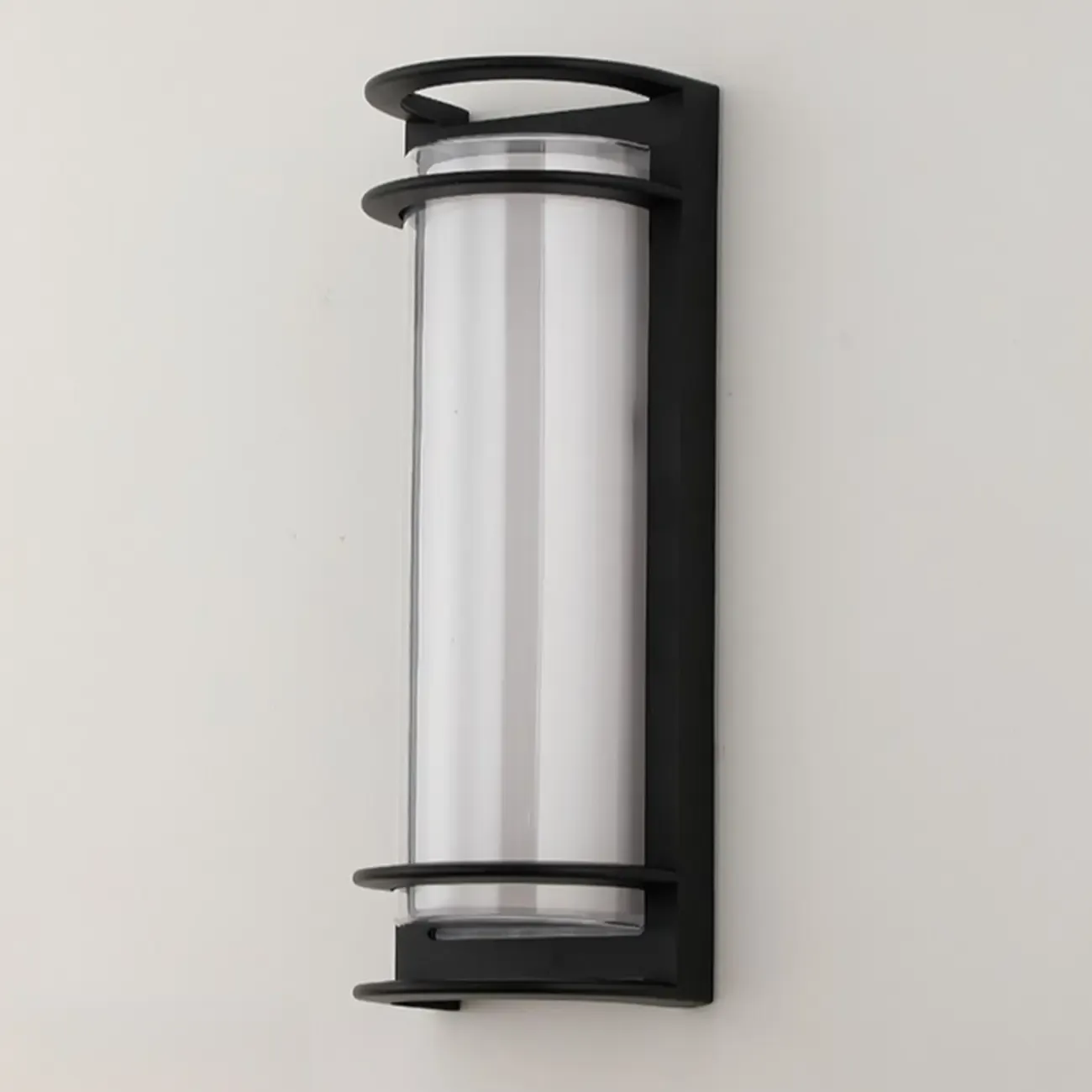 Modern Lucite Outdoor Wall Light with Black Finish Image - 10