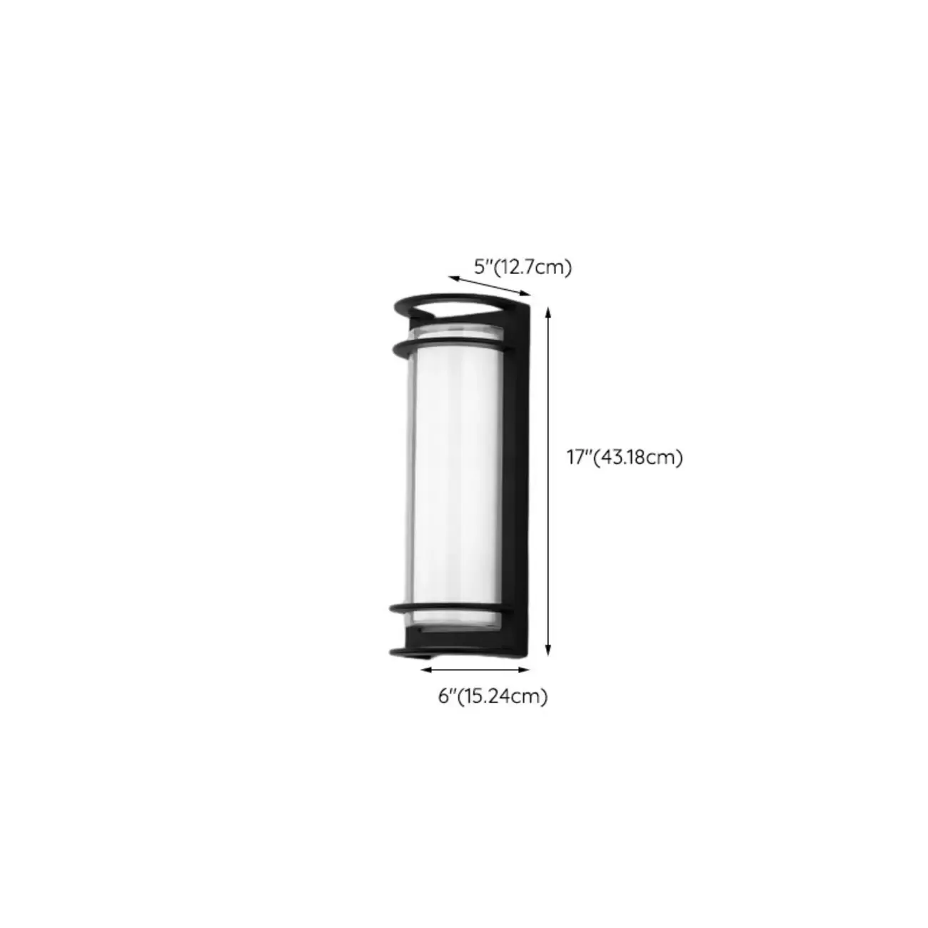 Modern Lucite Outdoor Wall Light with Black Finish #size