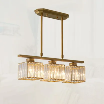 Adjustable 3/4 Lights Crystal Metal Pendant Light for Dining