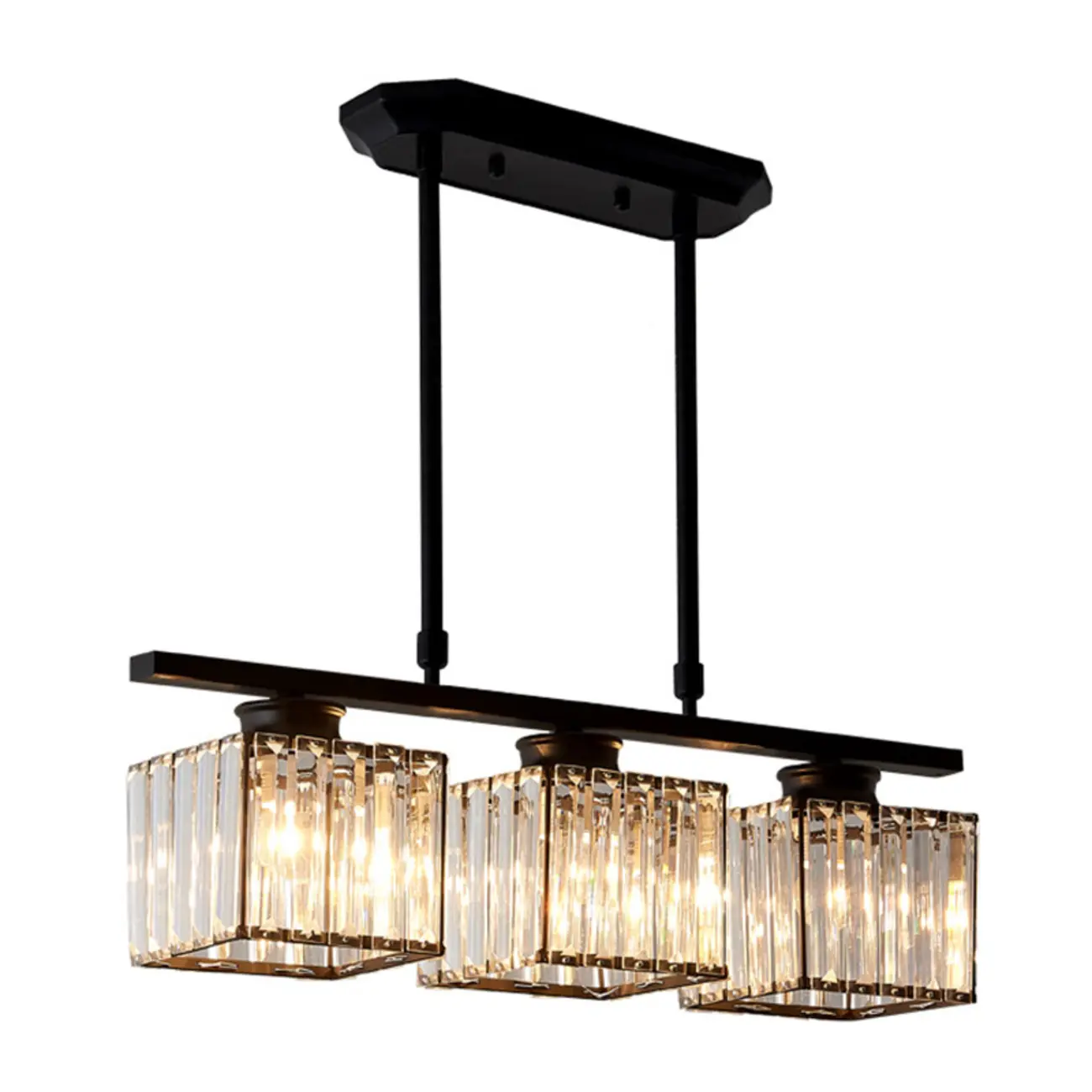 Adjustable 3/4 Lights Crystal Metal Pendant Light for Dining | homeyfad