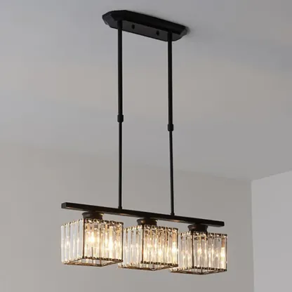 Adjustable 3/4 Lights Crystal Metal Pendant Light for Dining