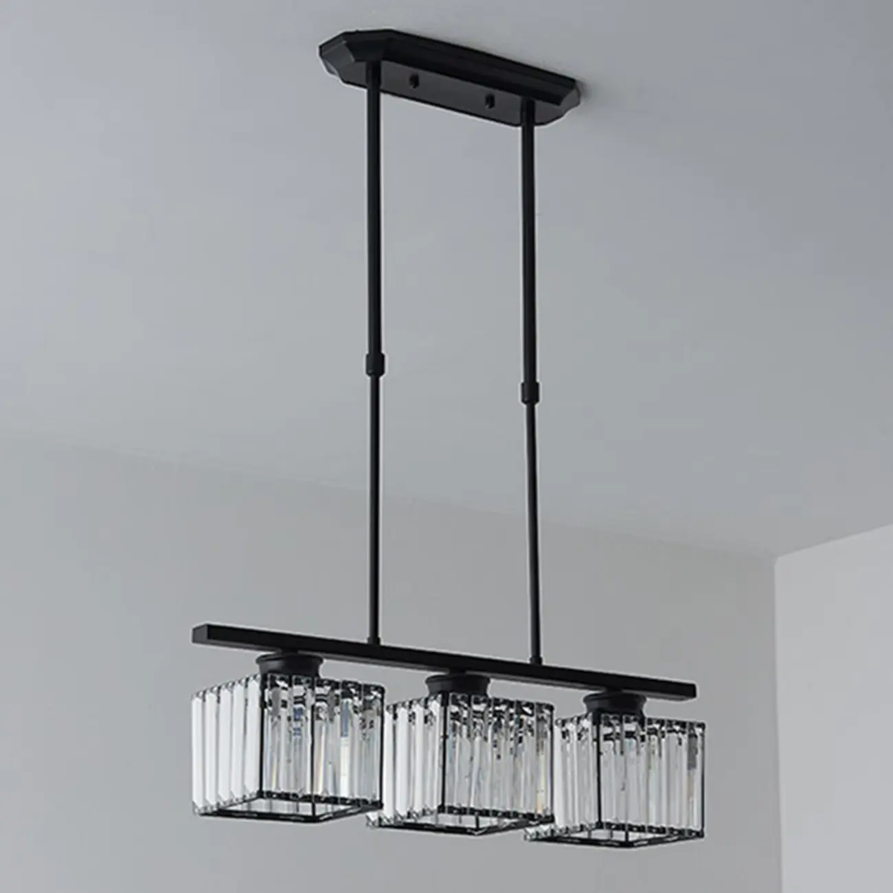 Adjustable 3/4 Lights Crystal Metal Pendant Light for Dining | homeyfad