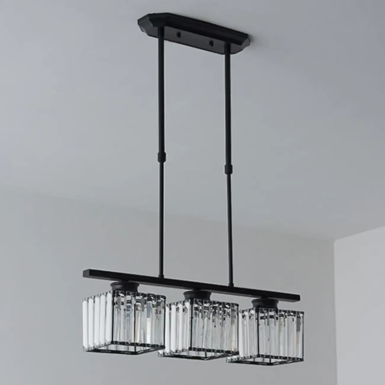 Adjustable 3/4 Lights Crystal Metal Pendant Light for Dining