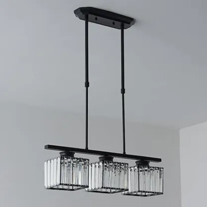 Adjustable 3/4 Lights Crystal Metal Pendant Light for Dining