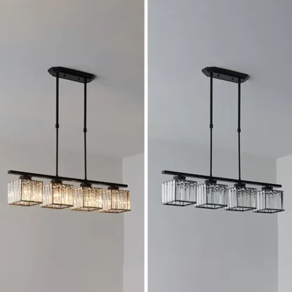 Adjustable 3/4 Lights Crystal Metal Pendant Light for Dining