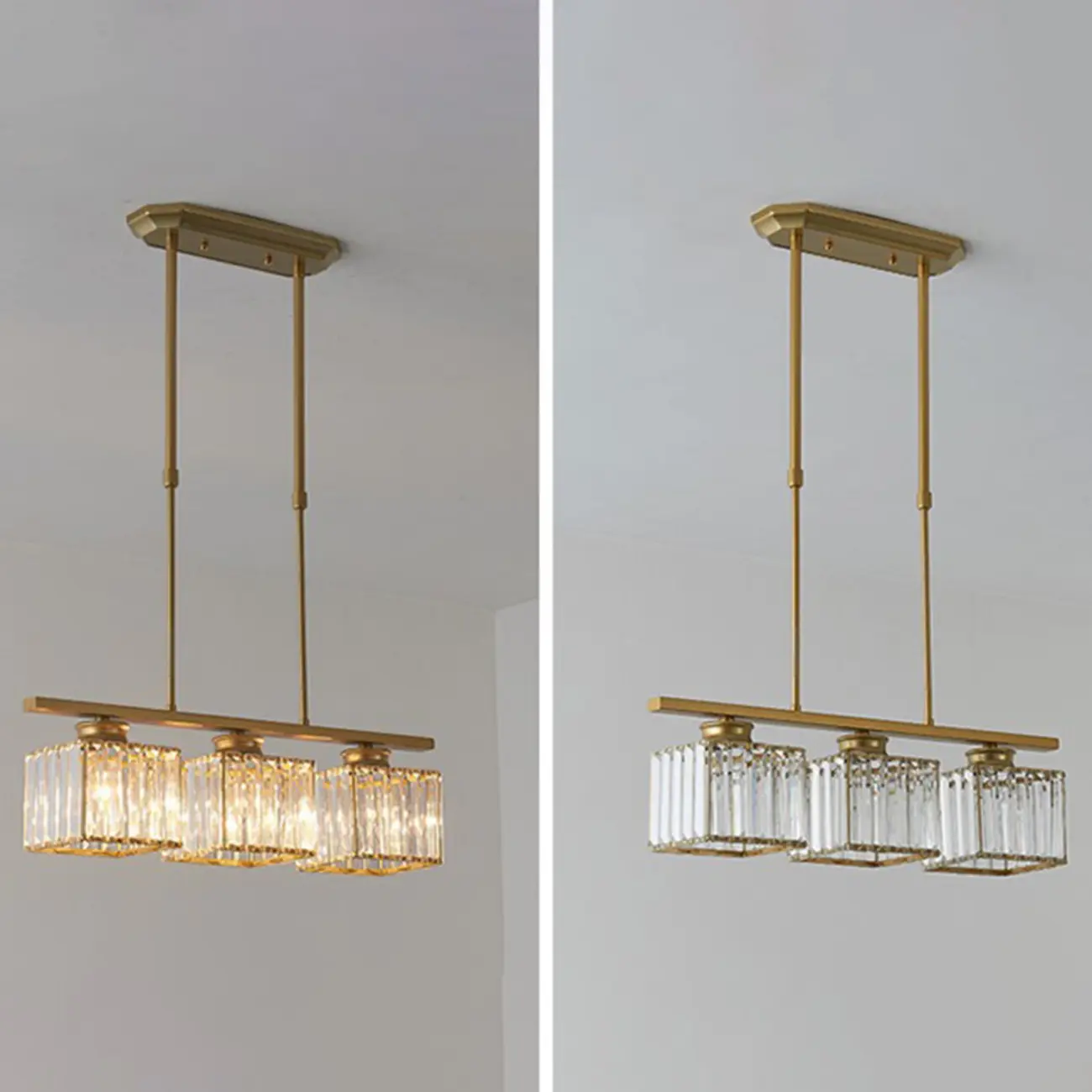 Adjustable 3/4 Lights Crystal Metal Pendant Light for Dining | homeyfad