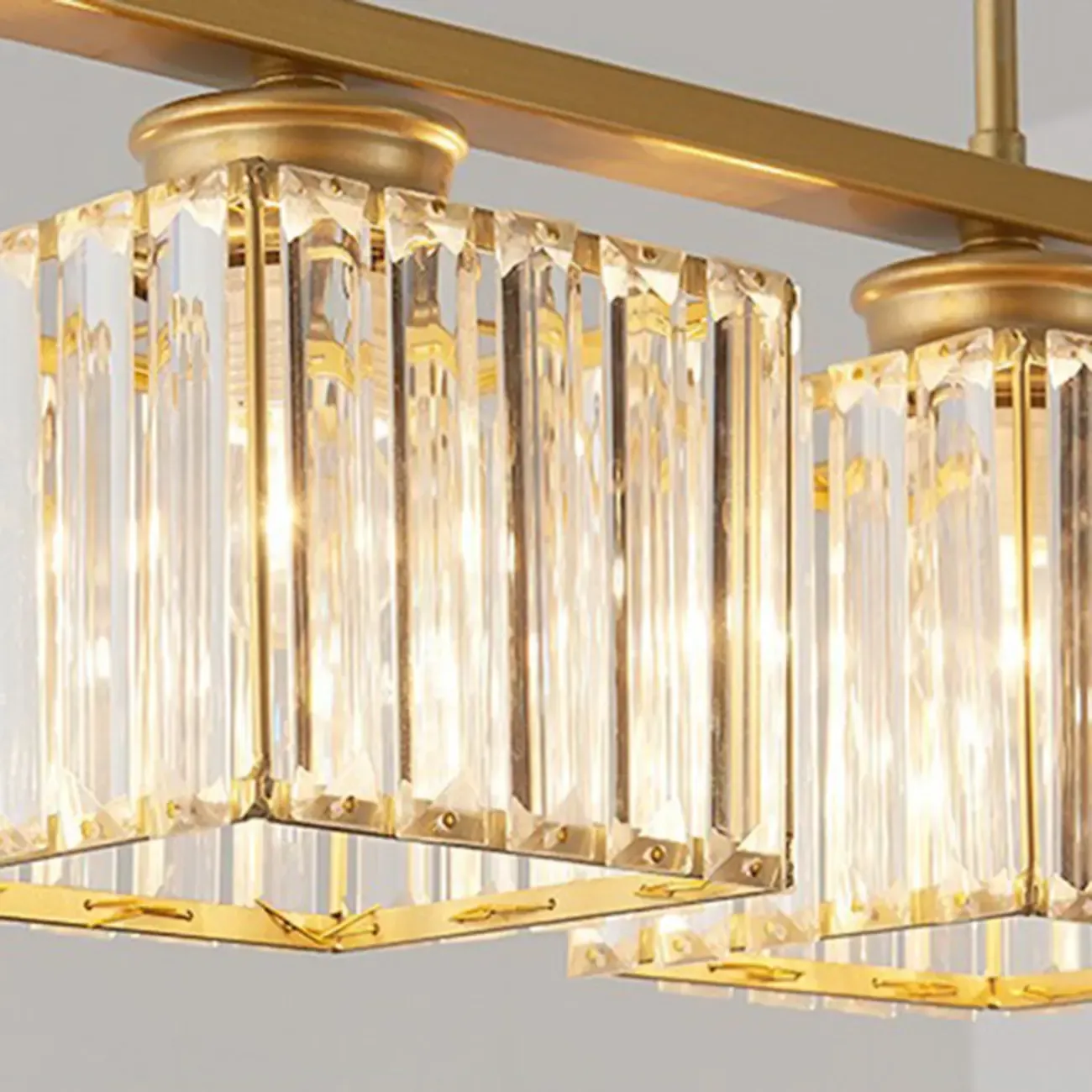 Adjustable 3/4 Lights Crystal Metal Pendant Light for Dining