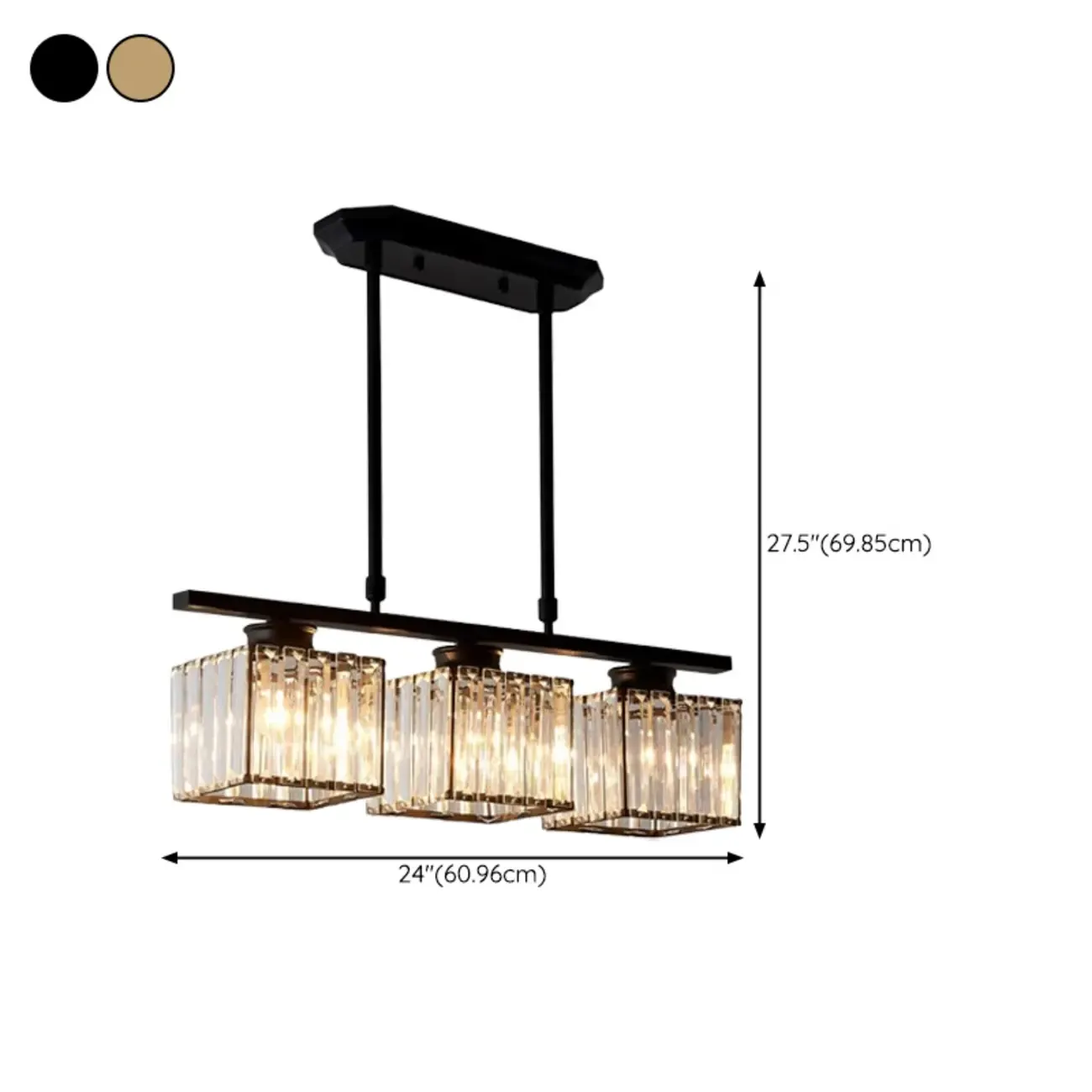 Adjustable 3/4 Lights Crystal Metal Pendant Light for Dining