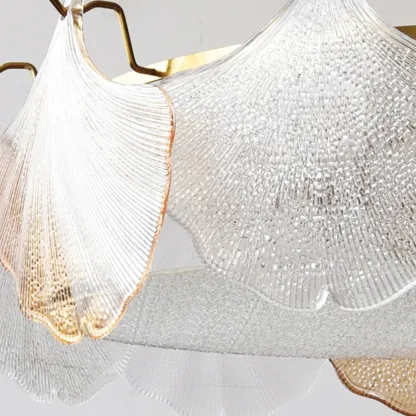 Modern Glass Leaf Shape Golden Cylinder Semi Flush Mount Ceiling Light Image - 10