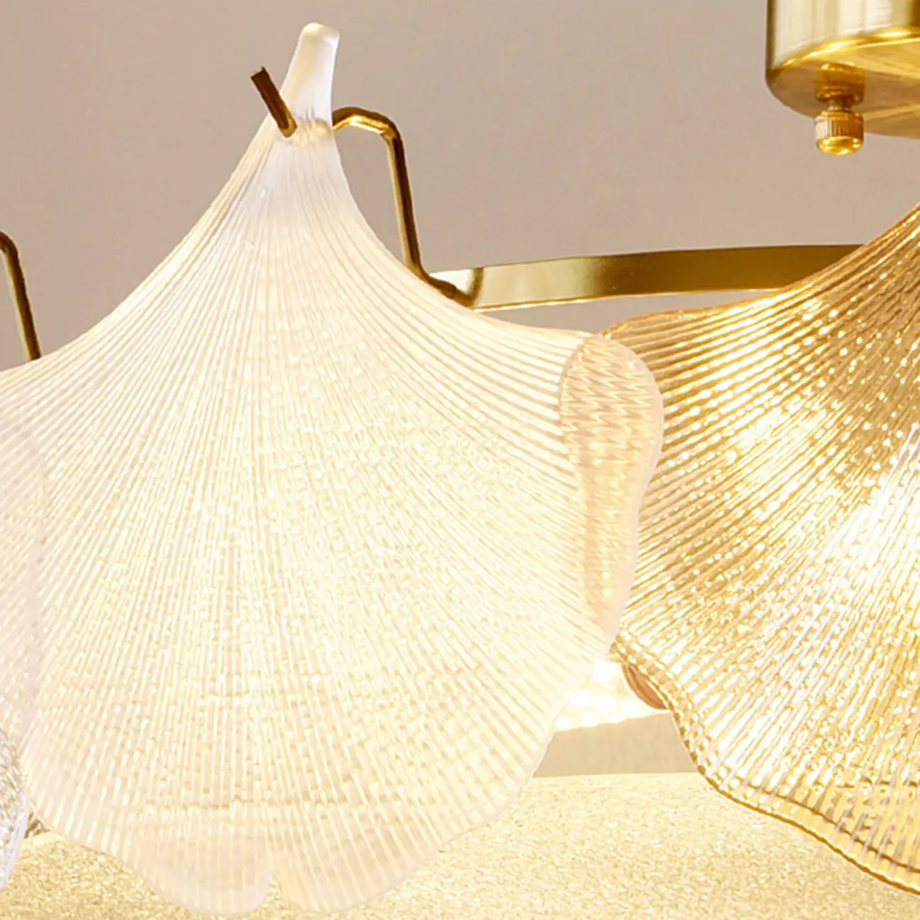 Modern Glass Leaf Shape Golden Cylinder Semi Flush Mount Ceiling Light Image - 11 | homeyfad