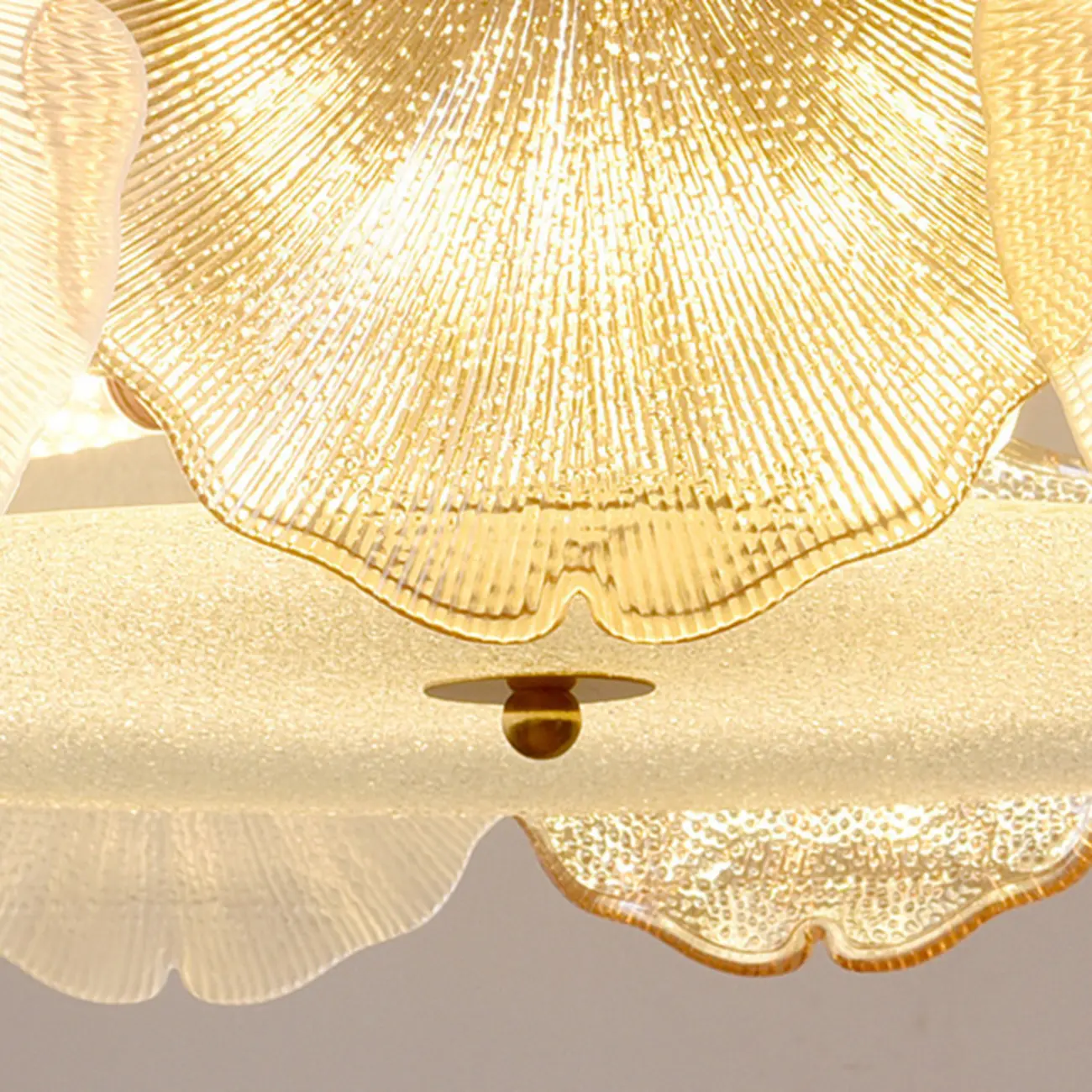 Modern Glass Leaf Shape Golden Cylinder Semi Flush Mount Ceiling Light Image - 12 | homeyfad