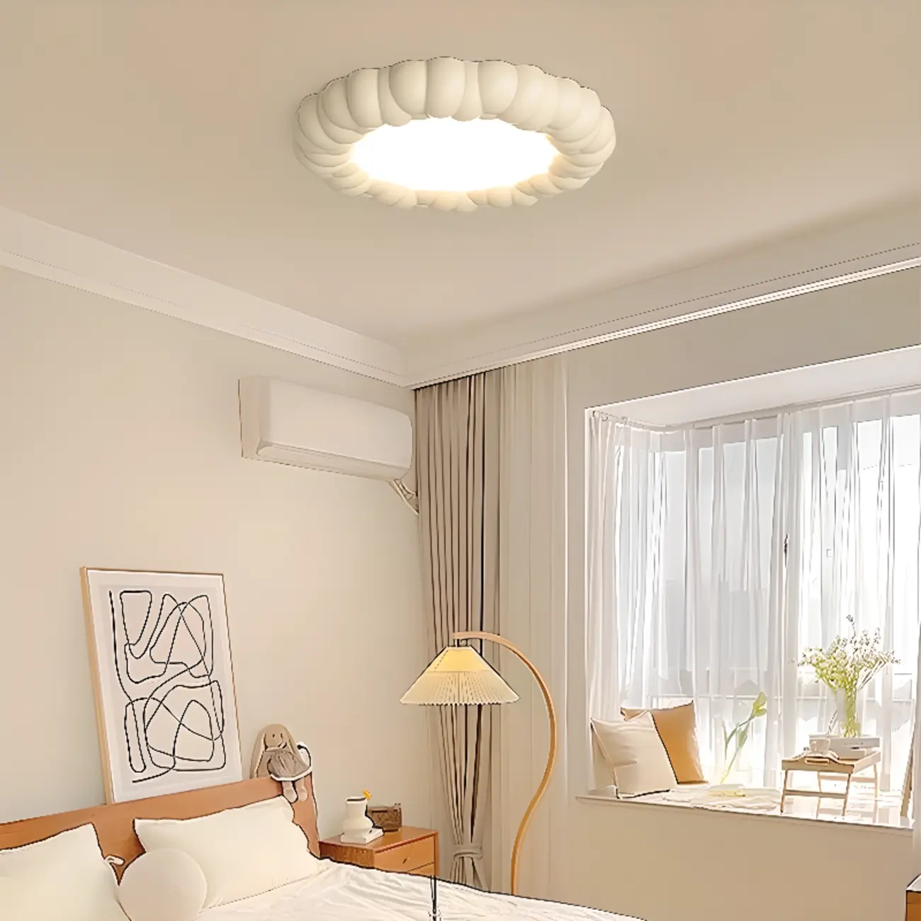 19 Inch Modern Circle Resin Flush Ceiling Light for Bedroom Decor | homeyfad