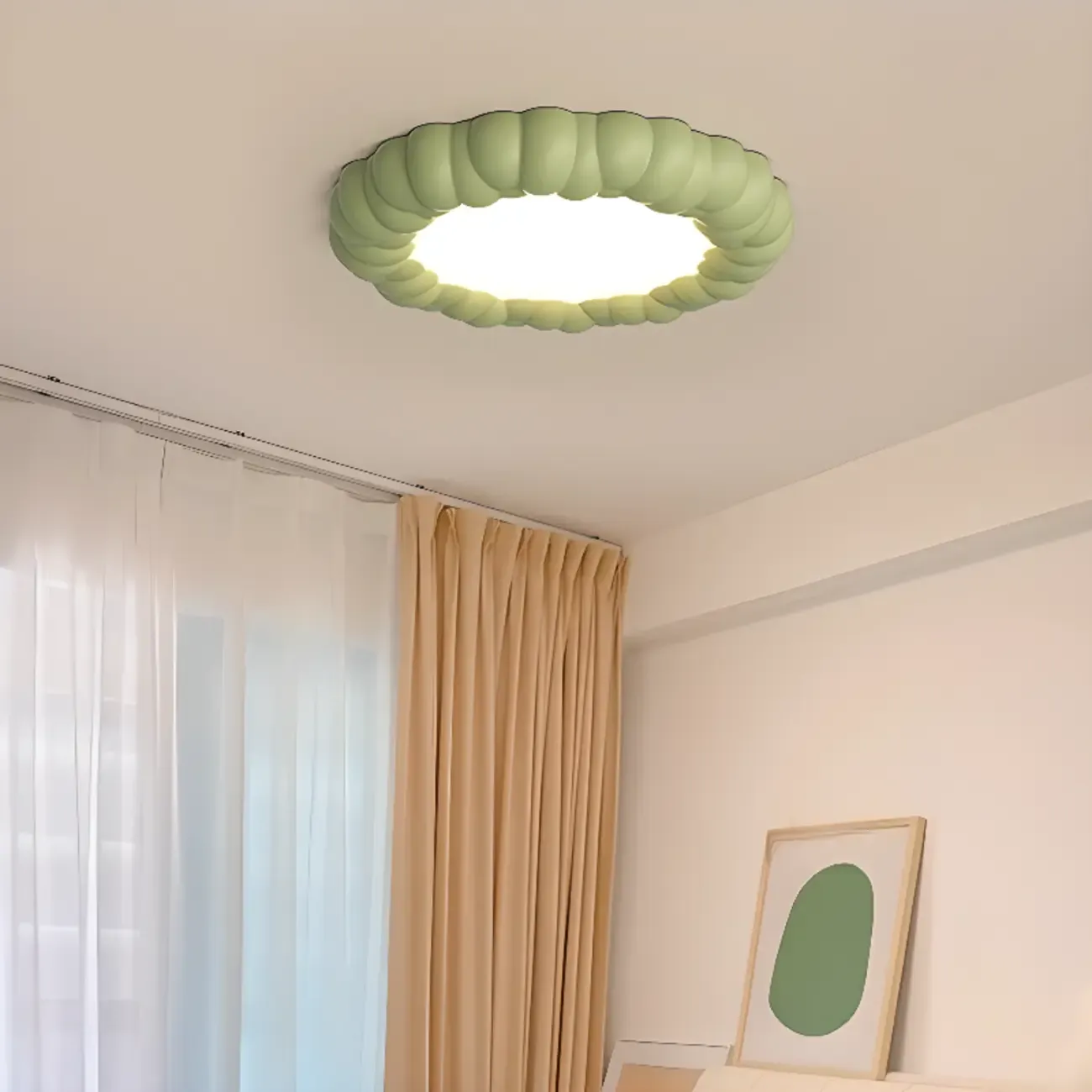 19 Inch Modern Circle Resin Flush Ceiling Light for Bedroom Decor
