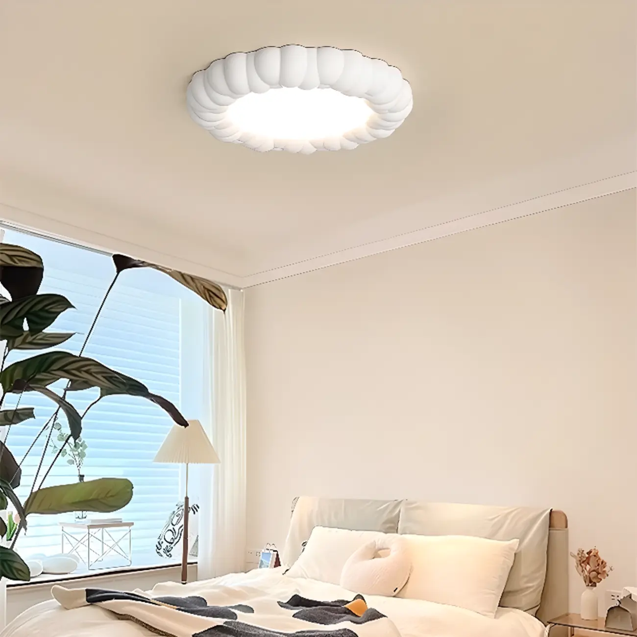 19 Inch Modern Circle Resin Flush Ceiling Light for Bedroom Decor | homeyfad