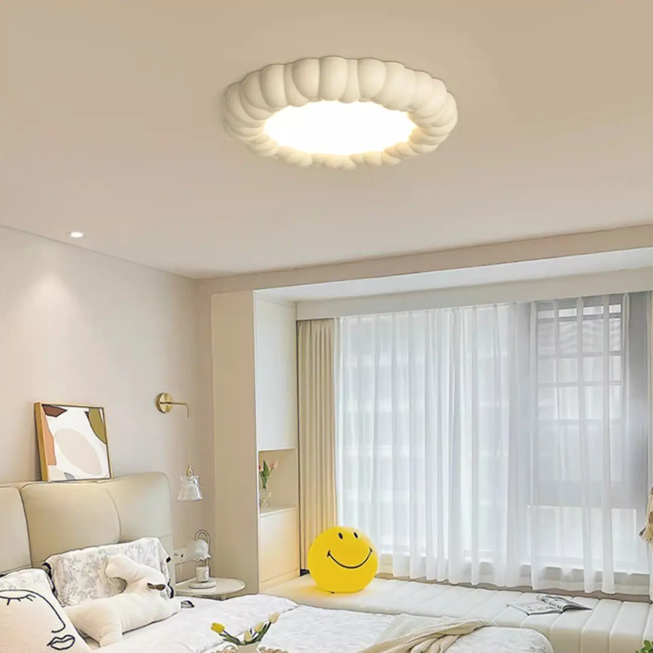 19 Inch Modern Circle Resin Flush Ceiling Light for Bedroom Decor | homeyfad