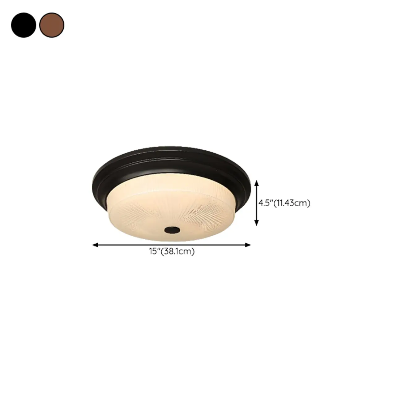 Classic Brown Metal Round Glass Flush Ceiling Light #size