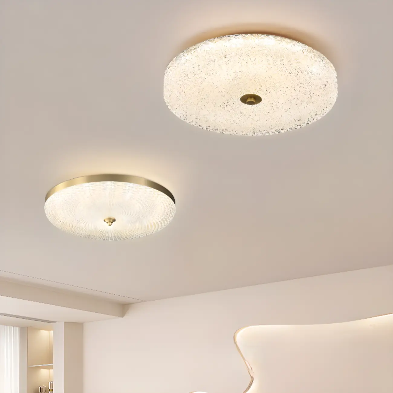 Circular Gold LED Flush Ceiling Light for Bedroom Decor Image - 1 | homeyfad