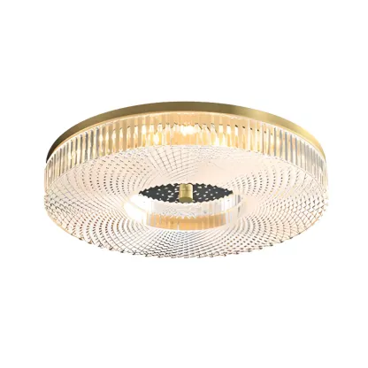 Circular Gold LED Flush Ceiling Light for Bedroom Decor Image - 2