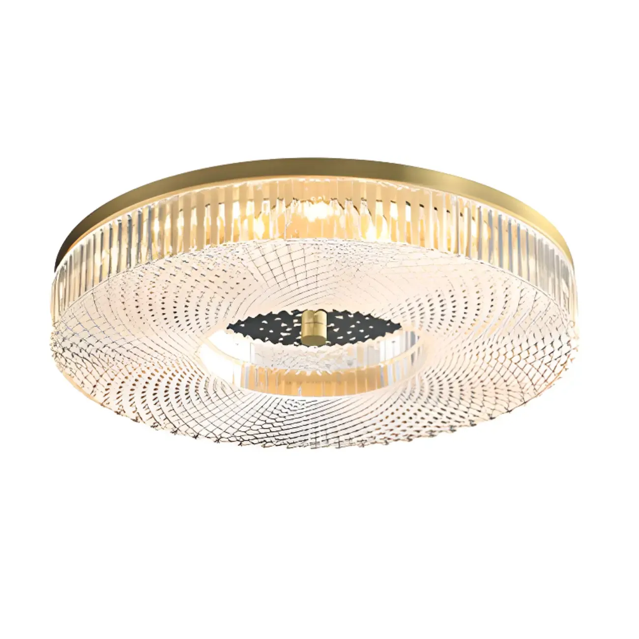 Circular Gold LED Flush Ceiling Light for Bedroom Decor Image - 10